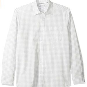 NWT ESSENTIALS Men's Regular-Fit Long-Sleeve Casual Poplin Shirt, Gray, X-Large